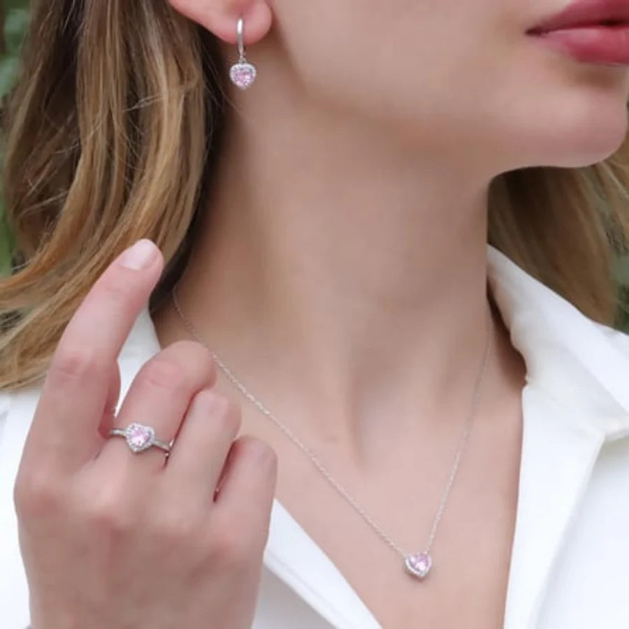 14 Ayar Altın Kaplama Pembe Zirkon Taşlı Pandora Kolye