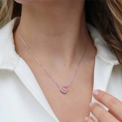 PEMBE ZİRKON TAŞLI PANDORA KOLYE